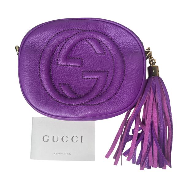 Gucci Purple Soho Leather Mini Chain Crossbody Bag - Picture 1 of 14